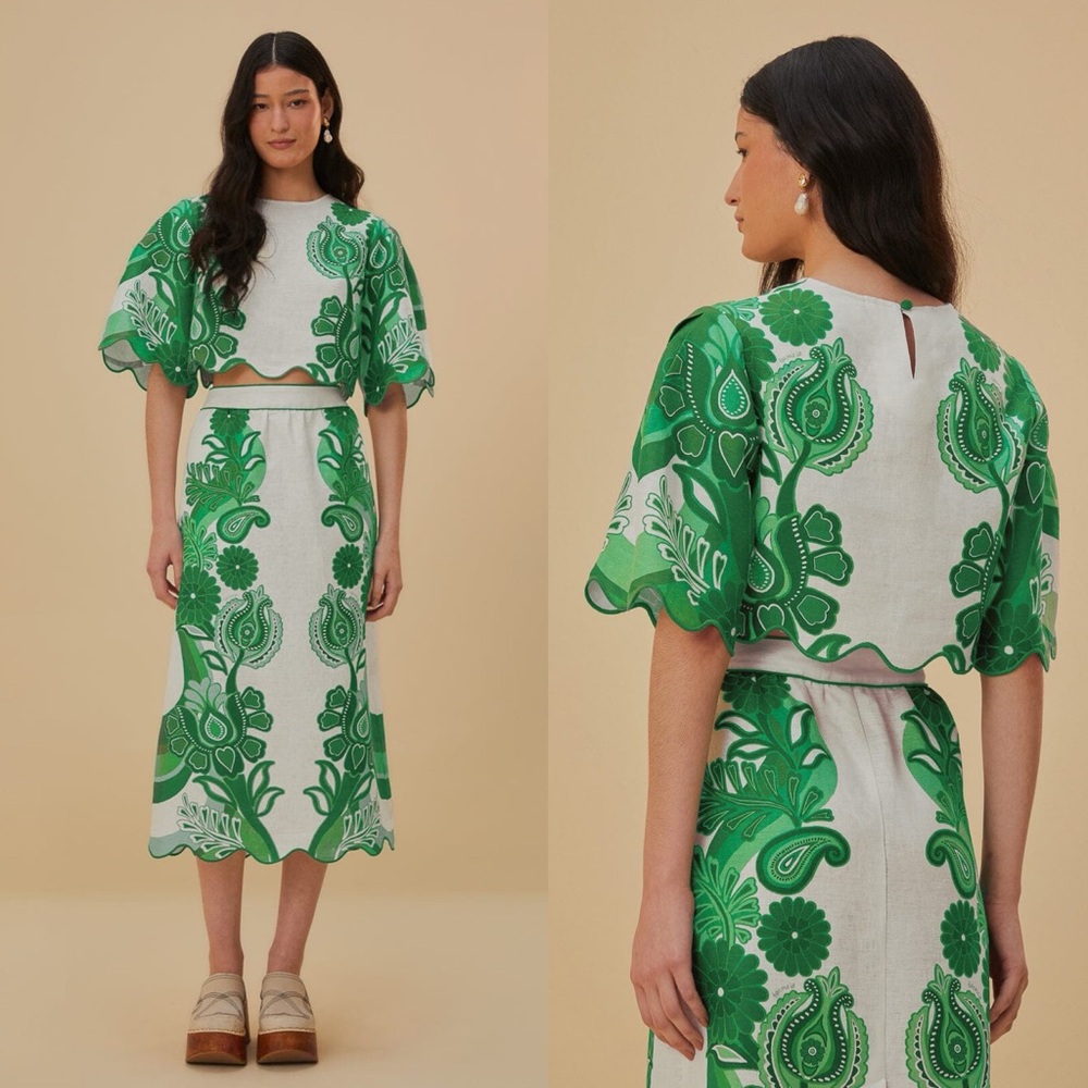 Farm Rio Color Festival Linen Midi Skirt Set - Picture 4 of 13